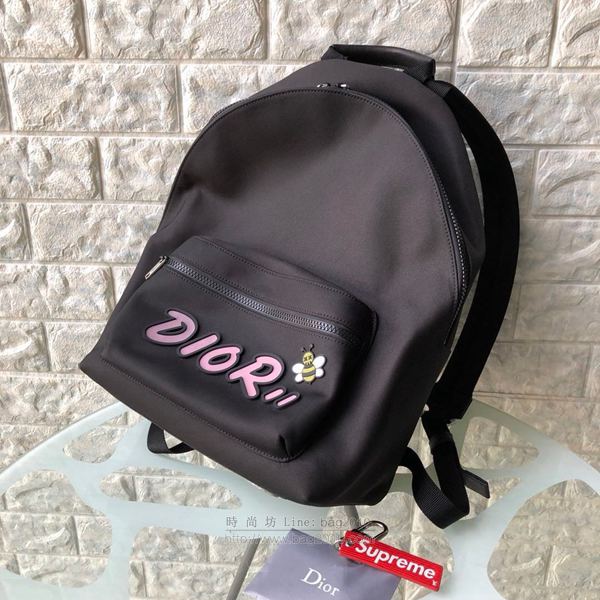 Dior包 迪奧雙肩包 D1OR x KAWS 聯名系列黑色尼龍背包 Dior帆布後背包  Dyd1246